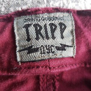 Purple Pink Burgundy Tripp NYC Jeans w T Back Pockets and Criss Cross Details